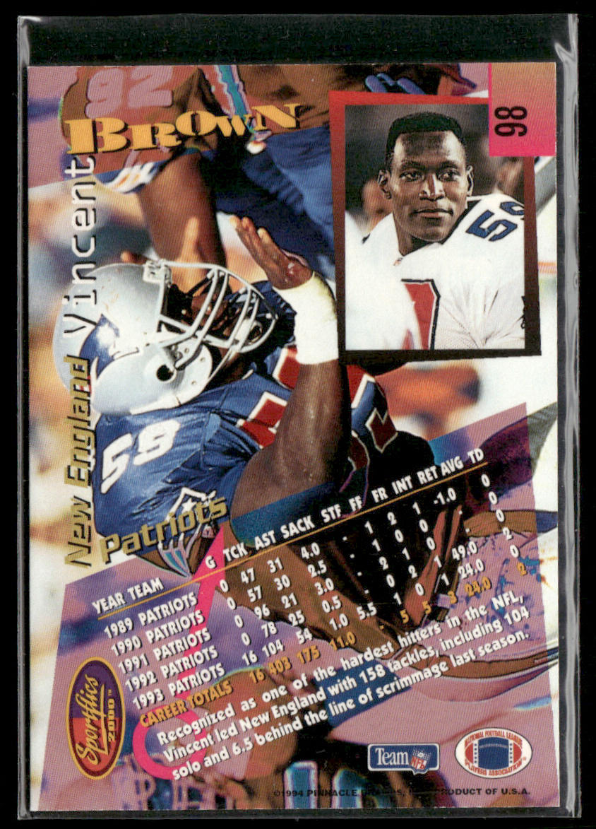 Vincent Brown 1994 Sportflics #98 New England Patriots