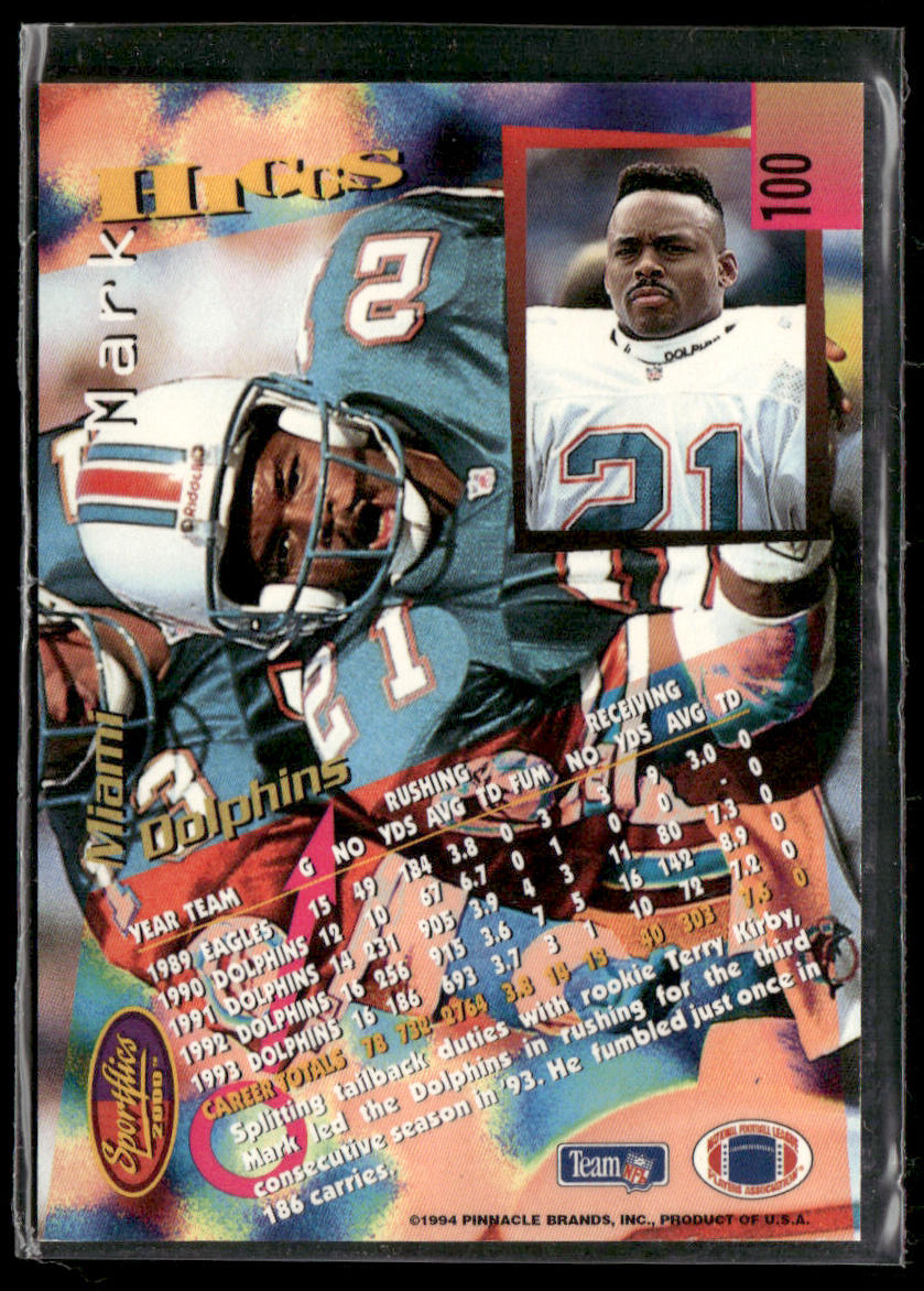 Mark Higgs 1994 Sportflics #100 Miami Dolphins