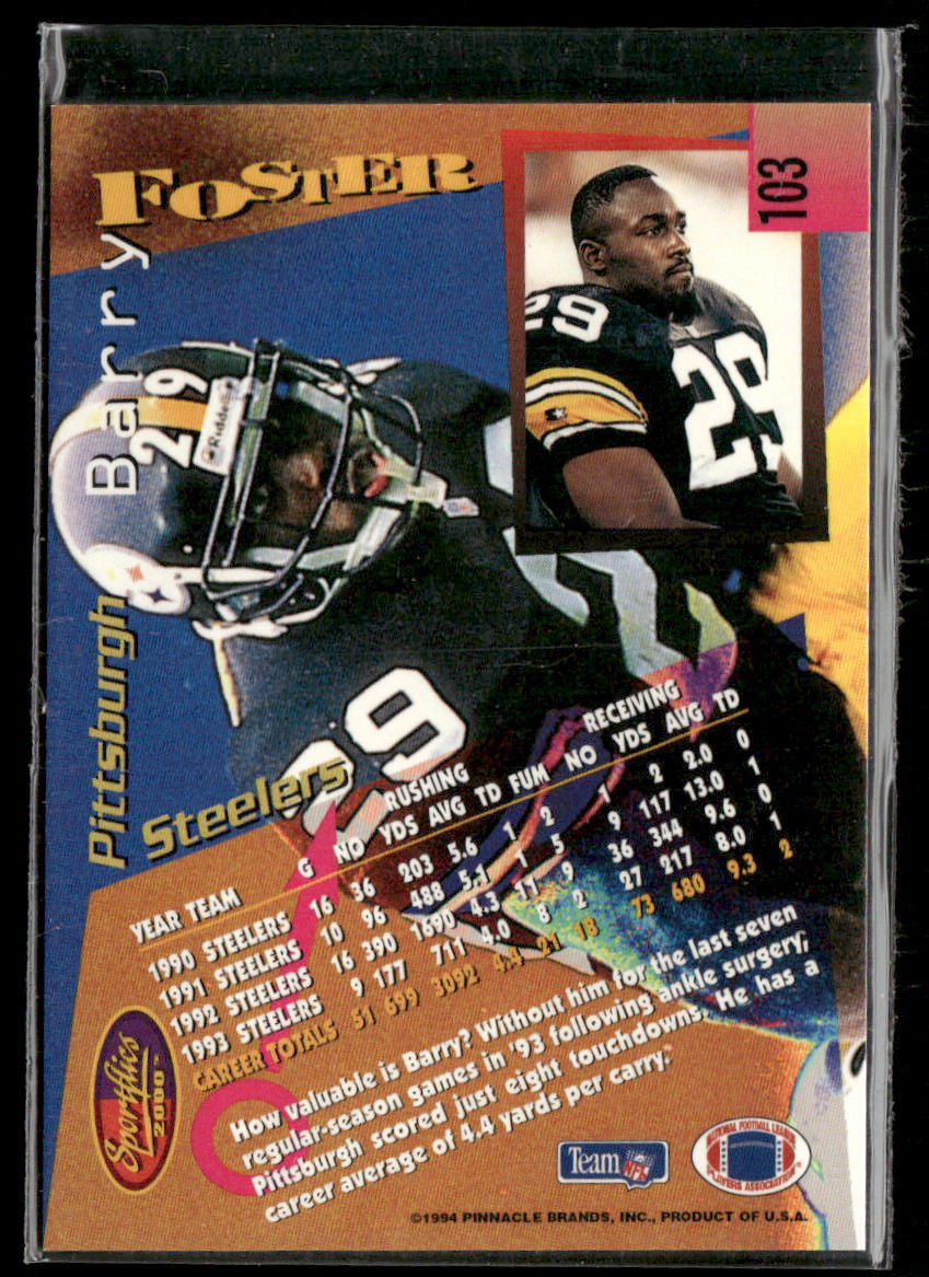Barry Foster 1994 Sportflics #103 Pittsburgh Steelers