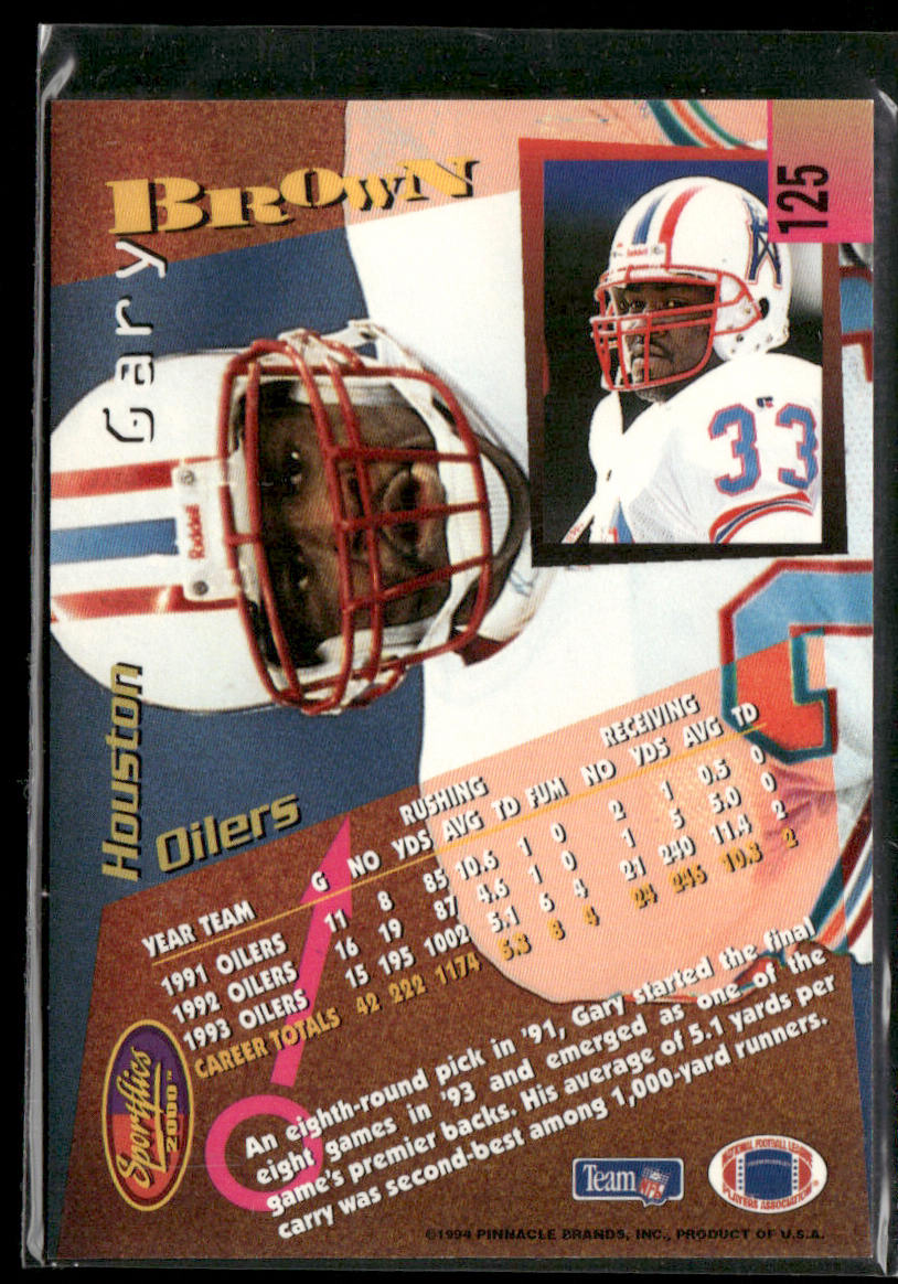 Gary Brown 1994 Sportflics #125 Houston Oilers
