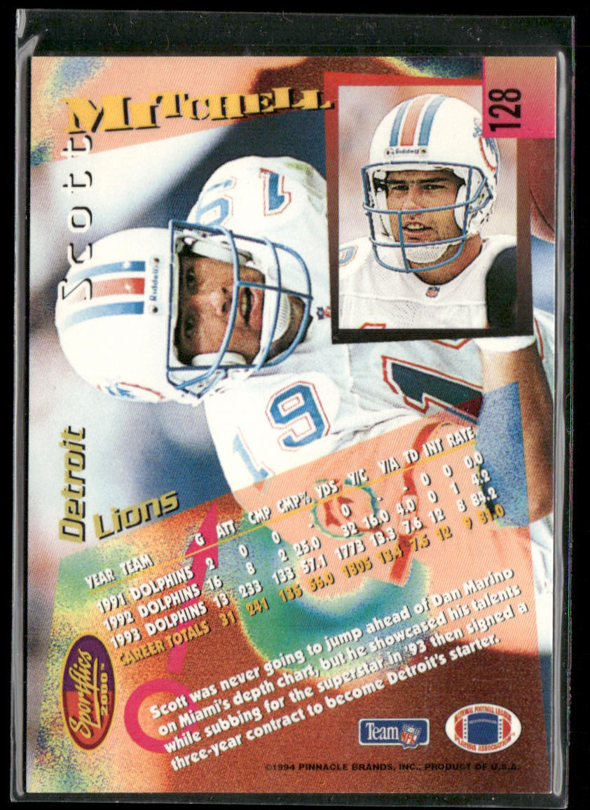 Scott Mitchell 1994 Sportflics #128 Detroit Lions