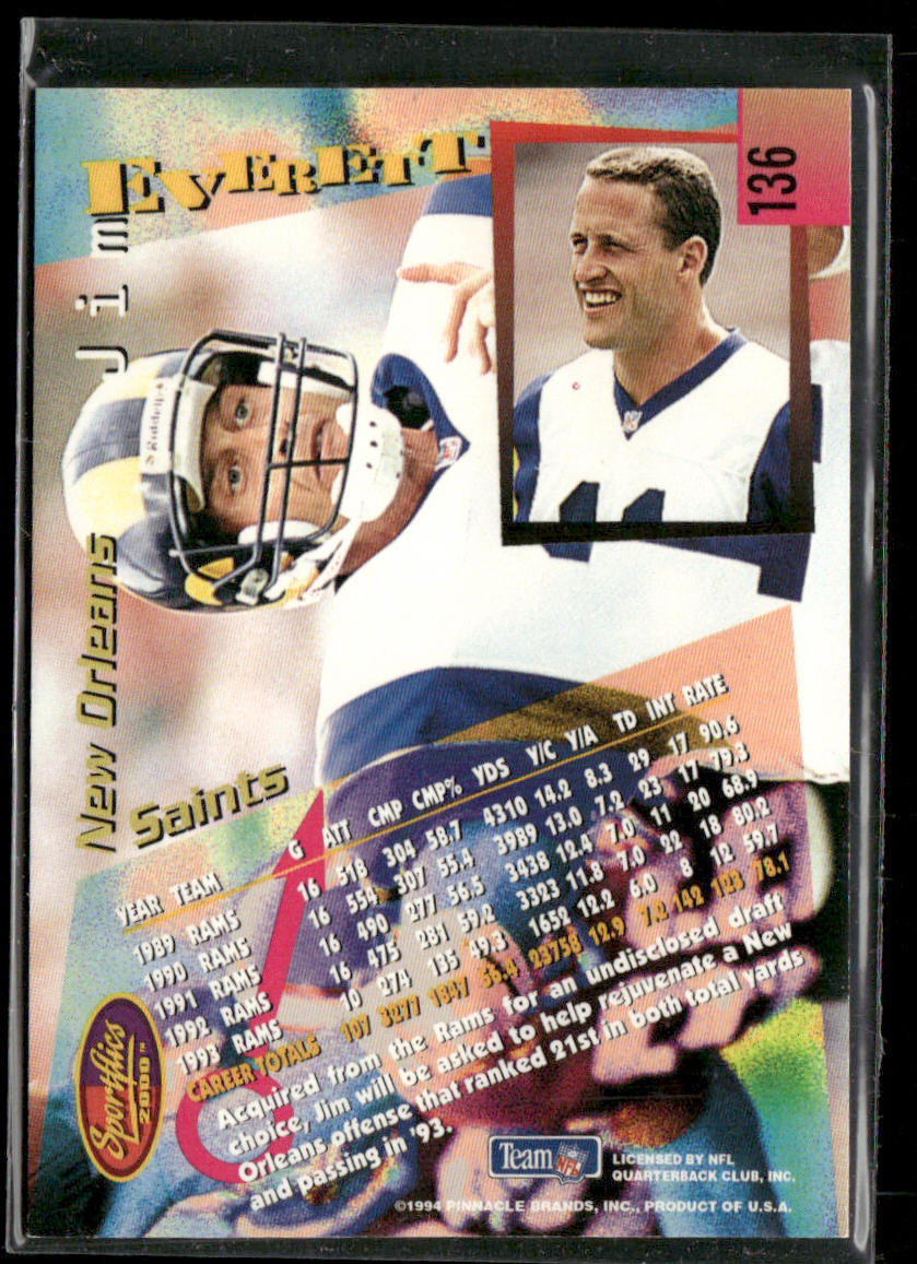 Jim Everett 1994 Sportflics #136 New Orleans Saints