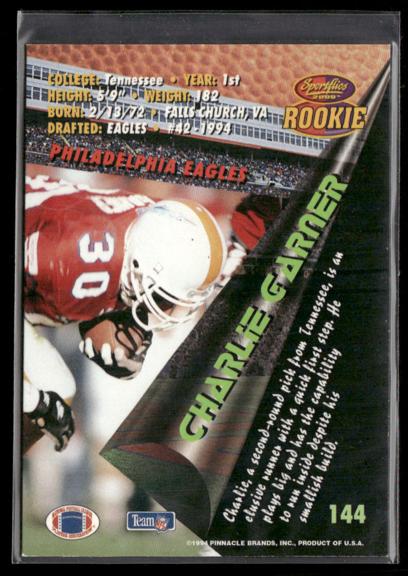 Charlie Garner 1994 Sportflics #144 RC Philadelphia Eagles