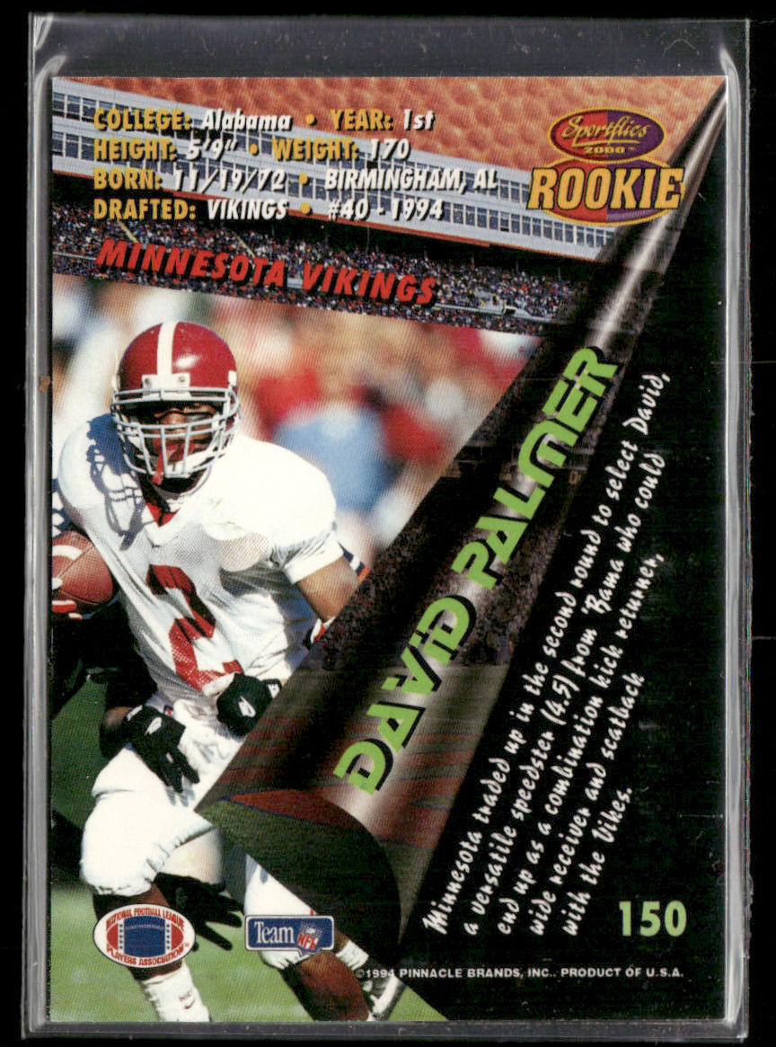 David Palmer 1994 Sportflics #150 RC Minnesota Vikings
