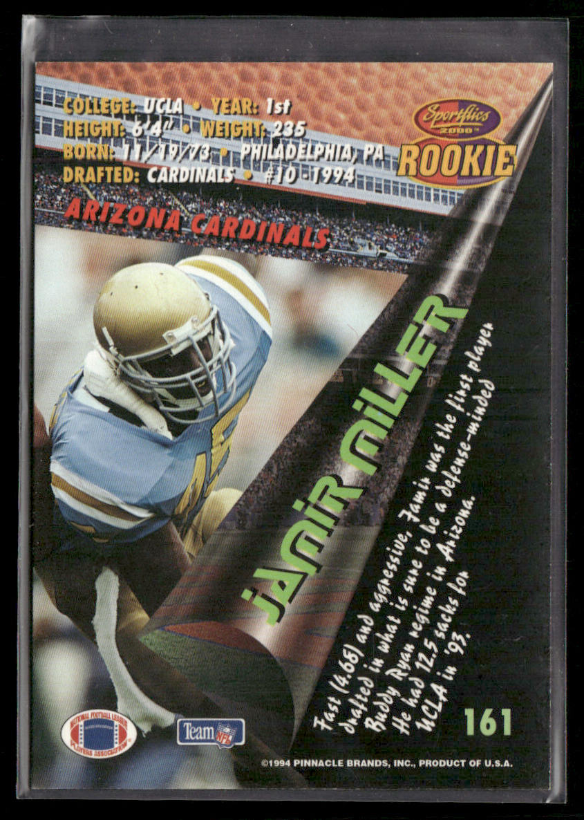 Jamir Miller 1994 Sportflics #161 RC Arizona Cardinals