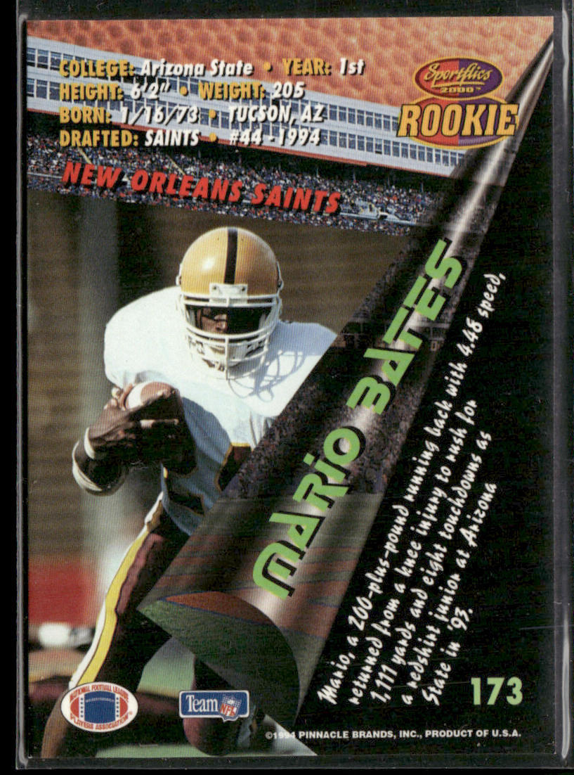 Mario Bates 1994 Sportflics #173 RC New Orleans Saints
