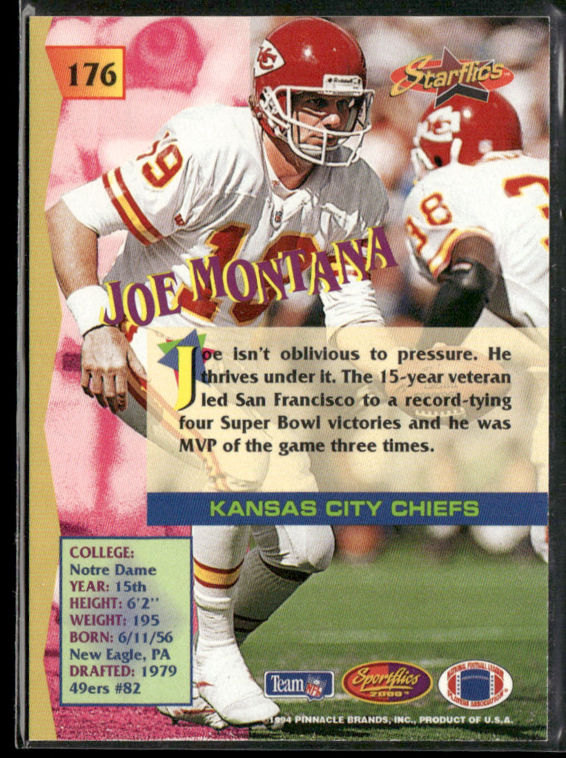 Joe Montana 1994 Sportflics #176 Kansas City Chiefs