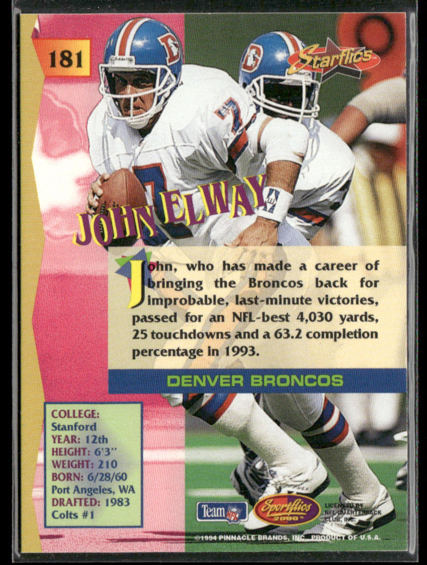 John Elway 1994 Sportflics #181 Denver Broncos