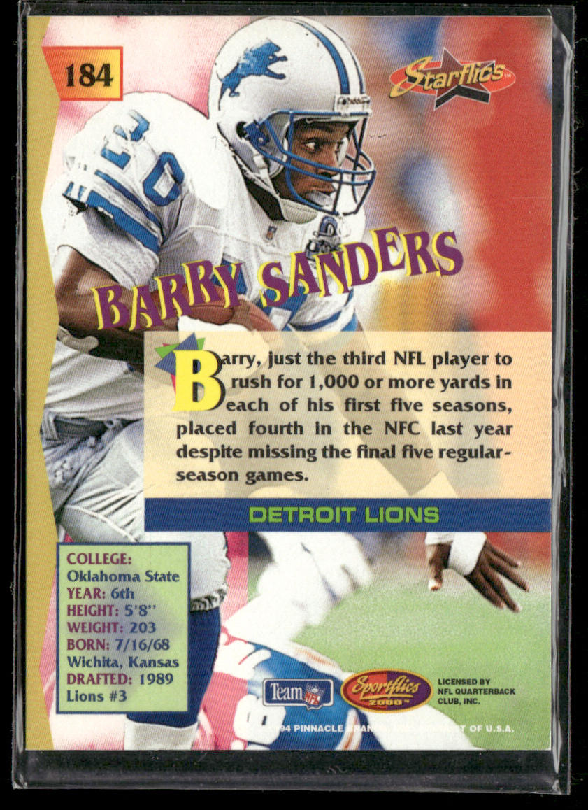 Barry Sanders 1994 Sportflics #184 Detroit Lions