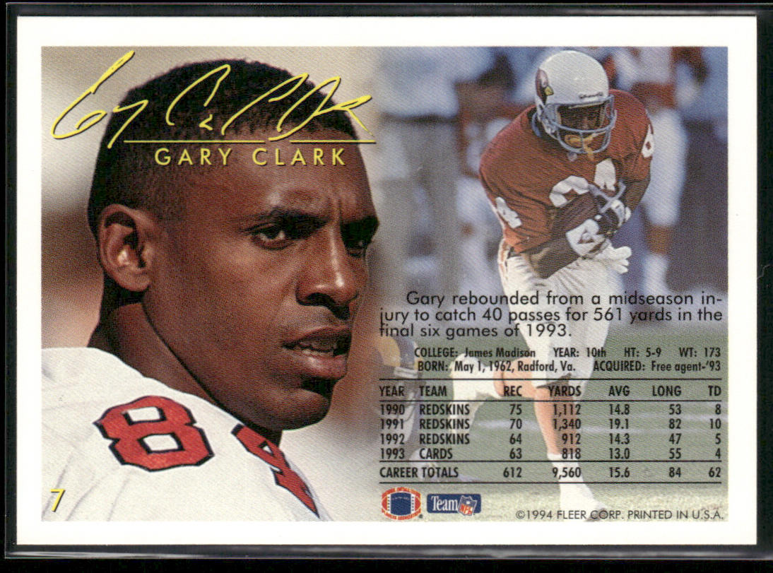 Gary Clark 1994 Fleer #7 Arizona Cardinals