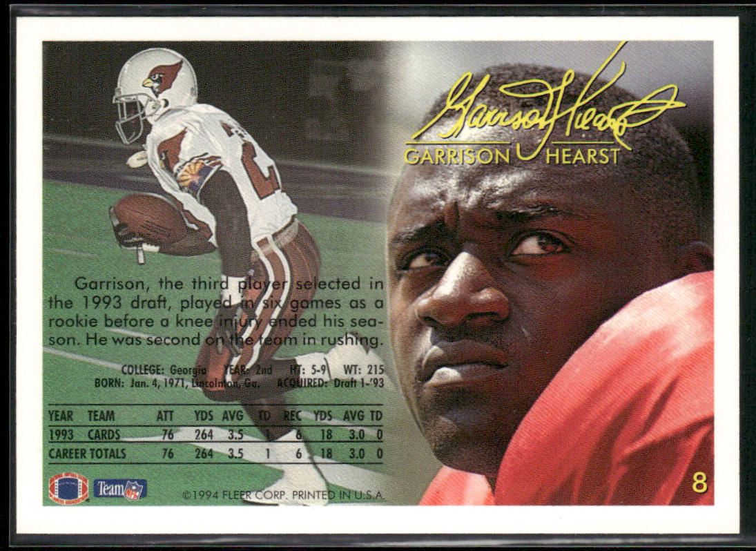 Garrison Hearst 1994 Fleer #8 Arizona Cardinals