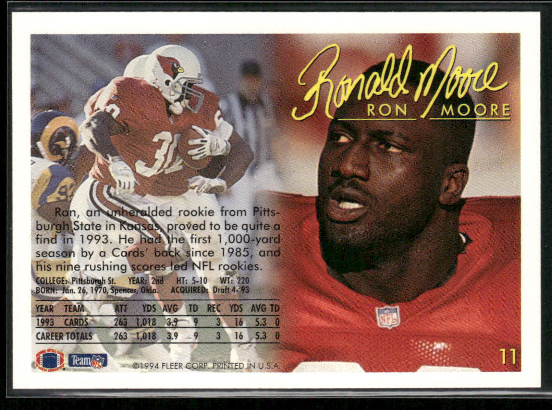 Ronald Moore 1994 Fleer #11 Arizona Cardinals