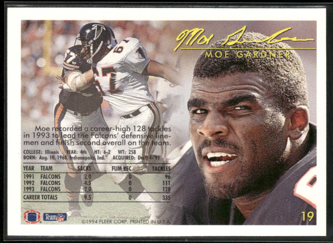 Moe Gardner 1994 Fleer #19 Atlanta Falcons