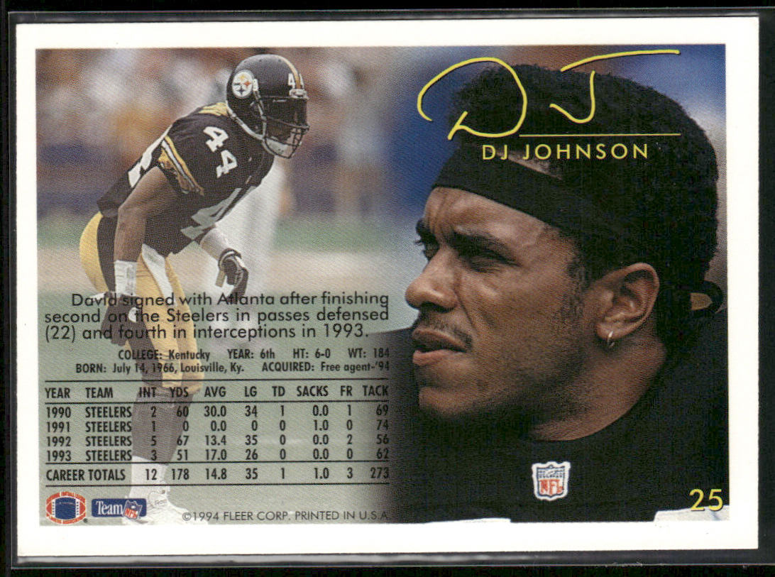 DJ Johnson 1994 Fleer #25 Atlanta Falcons