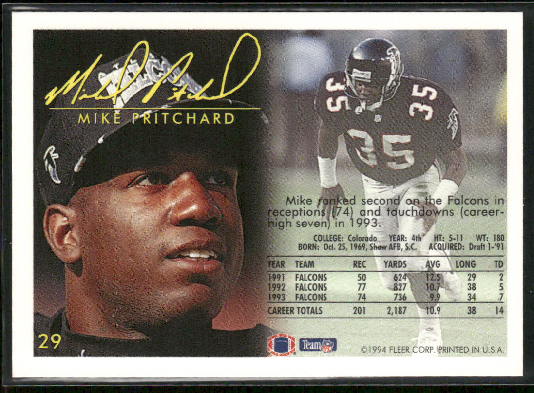 Mike Pritchard 1994 Fleer #29 Denver Broncos