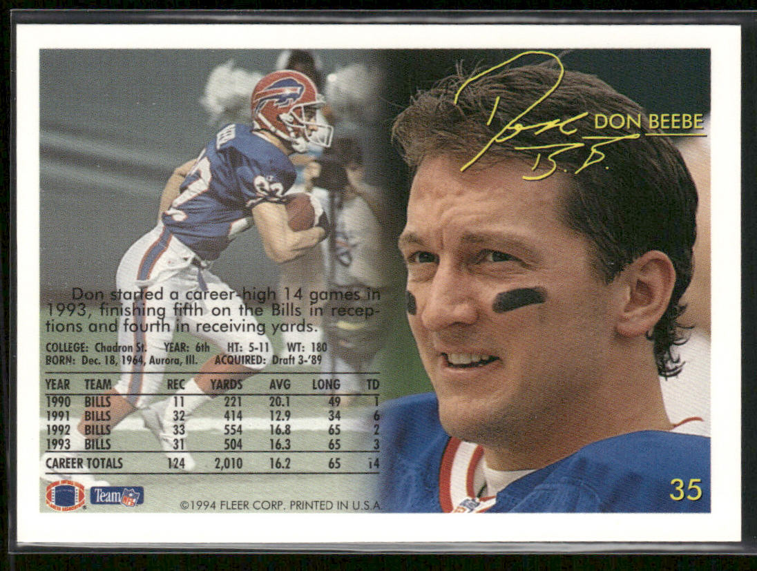 Don Beebe 1994 Fleer #35 Buffalo Bills