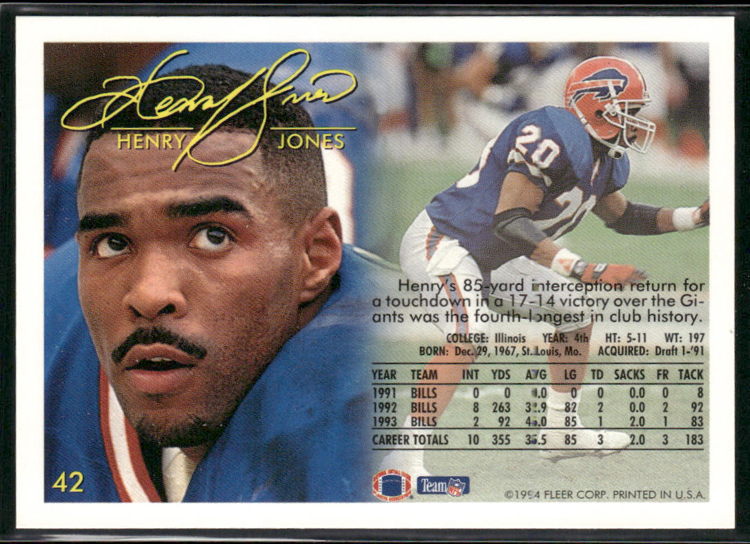 Henry Jones 1994 Fleer #42 Buffalo Bills