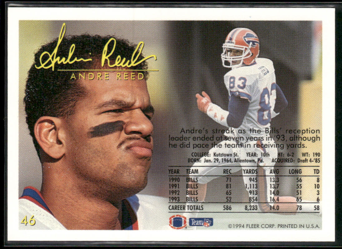 Andre Reed 1994 Fleer #46 Buffalo Bills