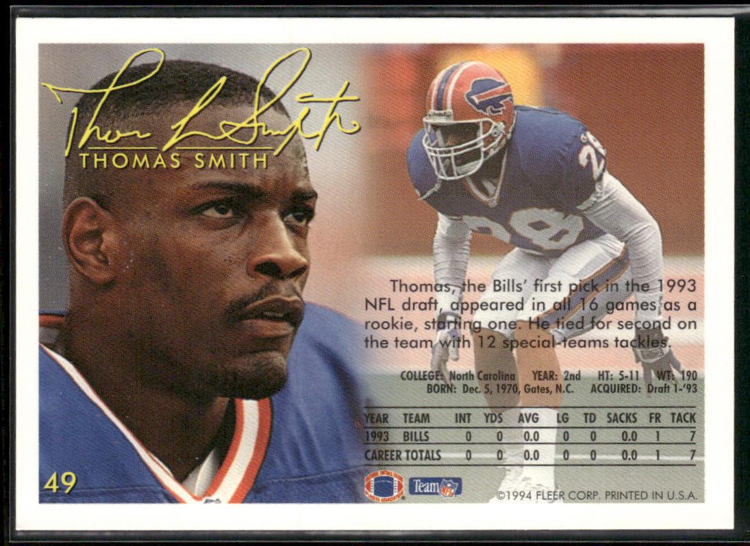 Thomas Smith 1994 Fleer #49 Buffalo Bills