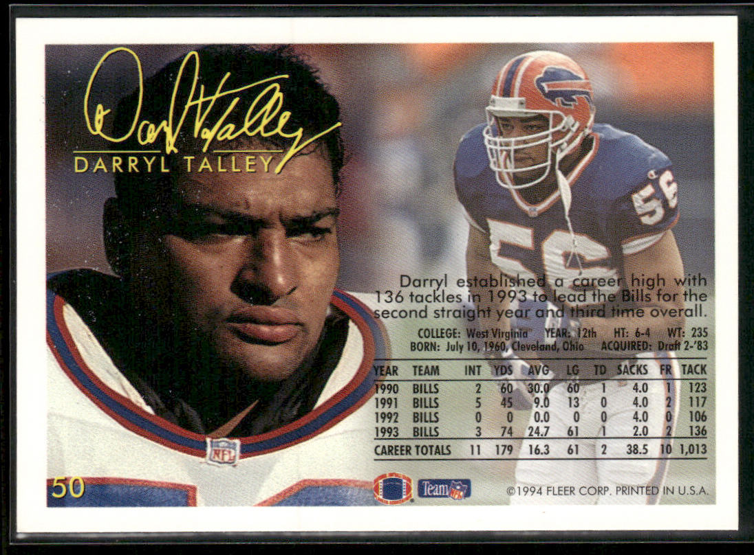 Darryl Talley 1994 Fleer #50 Buffalo Bills