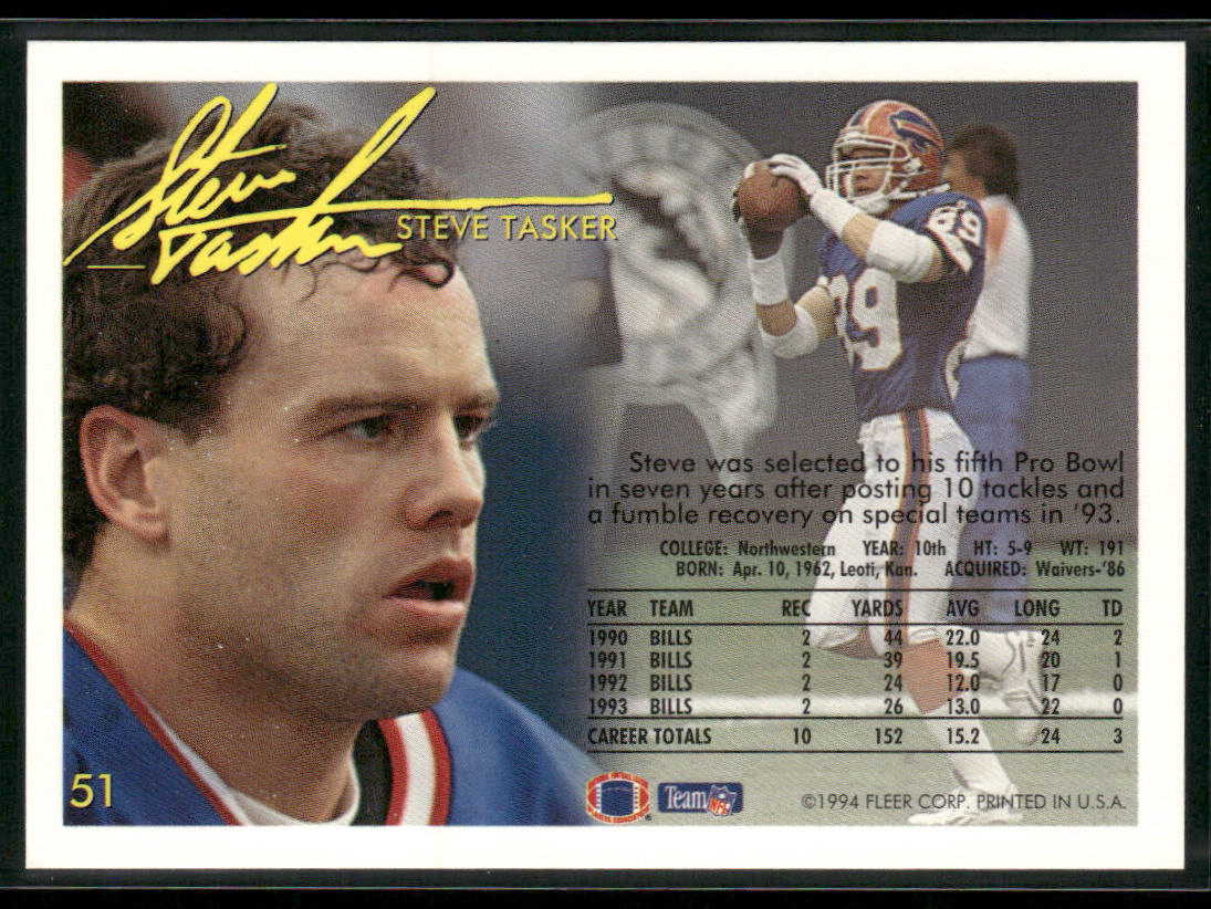 Steve Tasker 1994 Fleer #51 Buffalo Bills