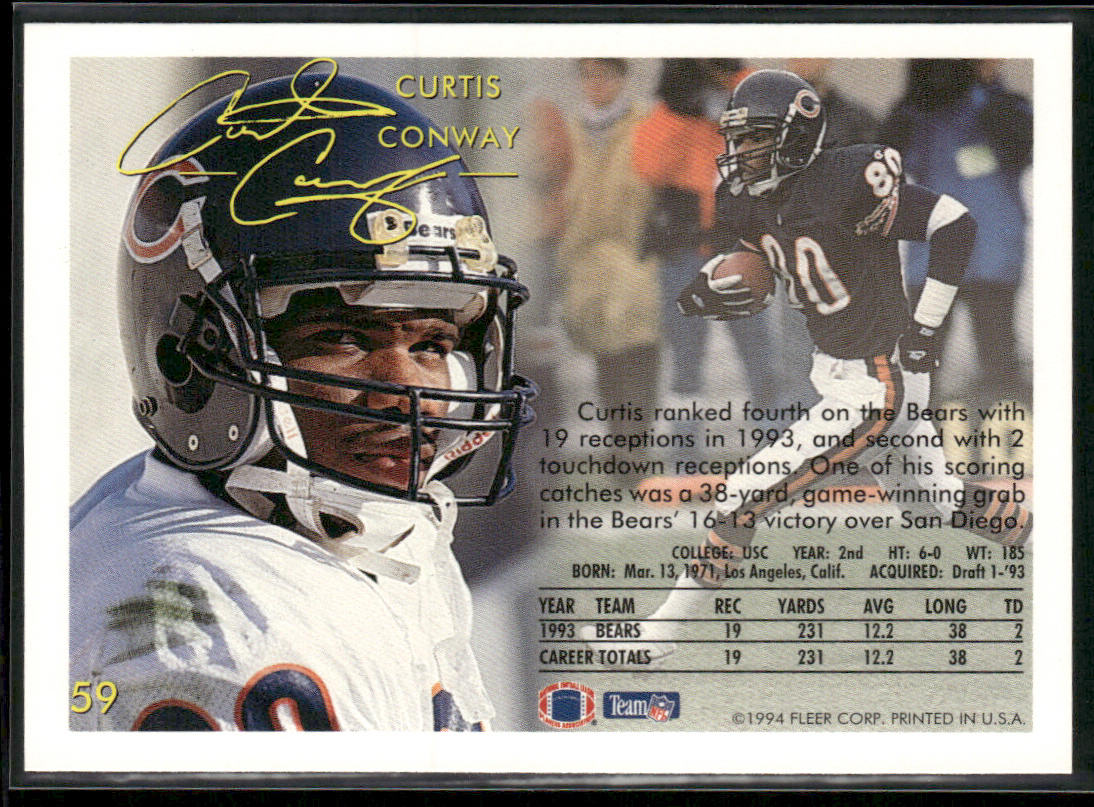Curtis Conway 1994 Fleer #59 Chicago Bears