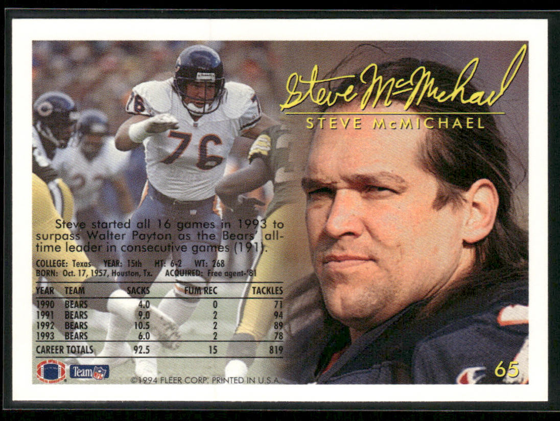 Steve McMichael 1994 Fleer #65 Chicago Bears
