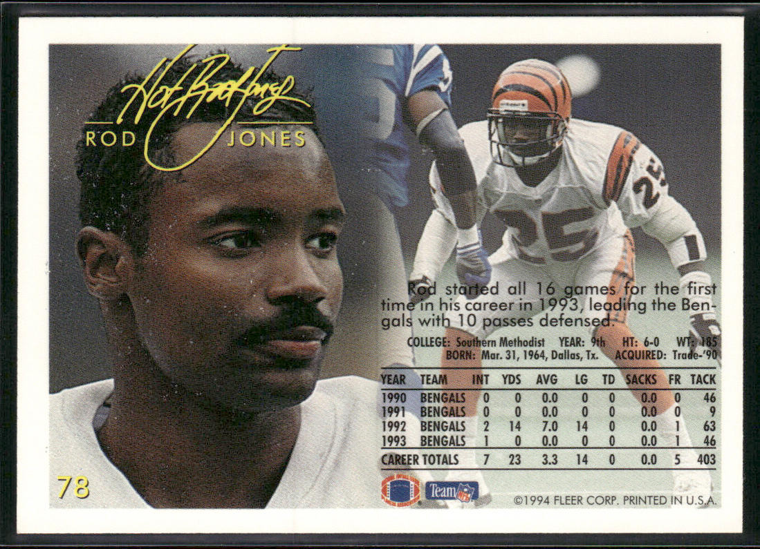 Rod Jones 1994 Fleer #78 Cincinnati Bengals