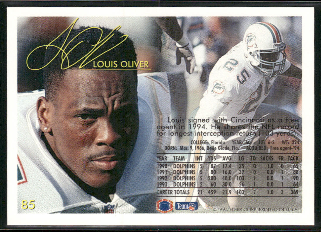 Louis Oliver 1994 Fleer #85 Cincinnati Bengals
