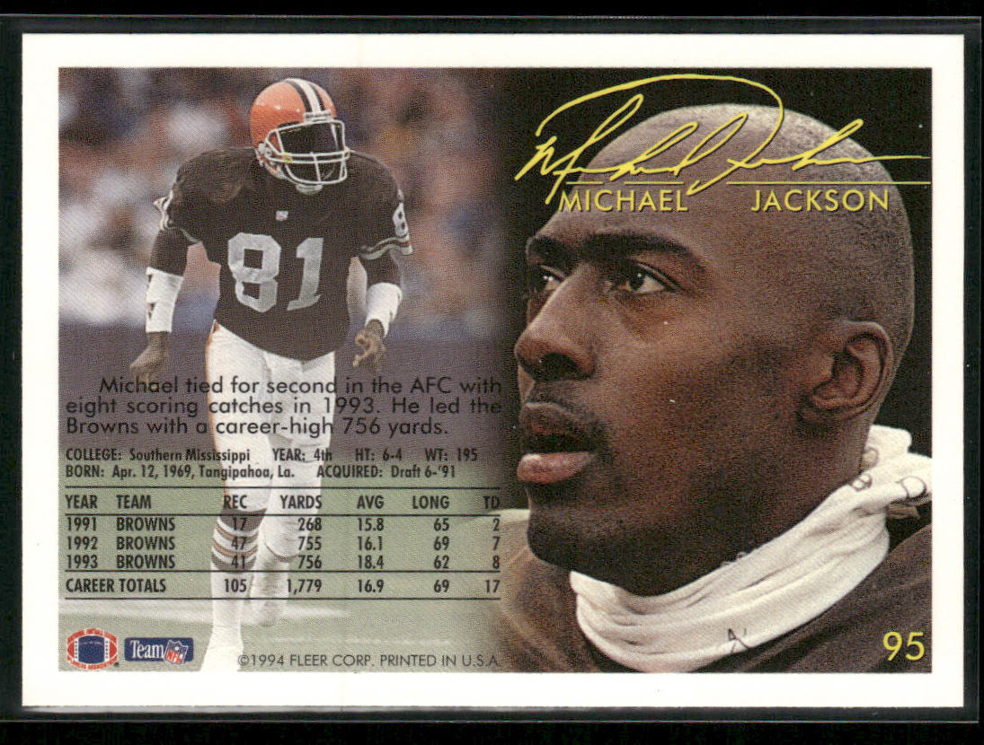 Michael Jackson 1994 Fleer #95 Cleveland Browns