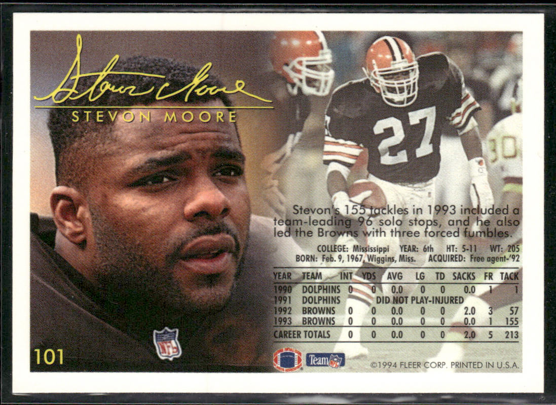 Stevon Moore 1994 Fleer #101 Cleveland Browns