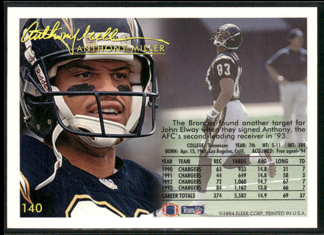 Anthony Miller 1994 Fleer #140 Denver Broncos