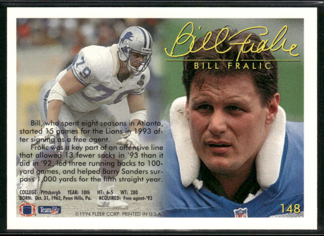 Bill Fralic 1994 Fleer #148 Detroit Lions
