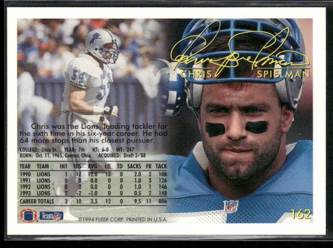 Chris Spielman 1994 Fleer #162 Detroit Lions