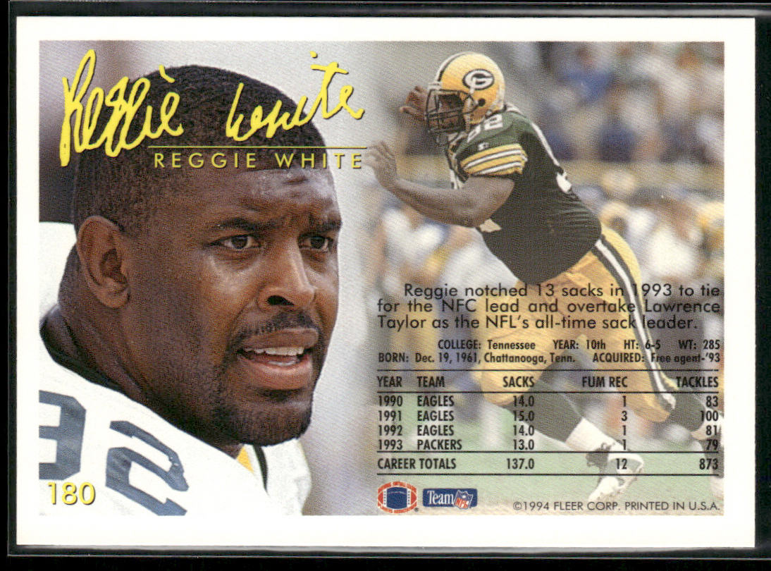 Reggie White 1994 Fleer #180 Green Bay Packers