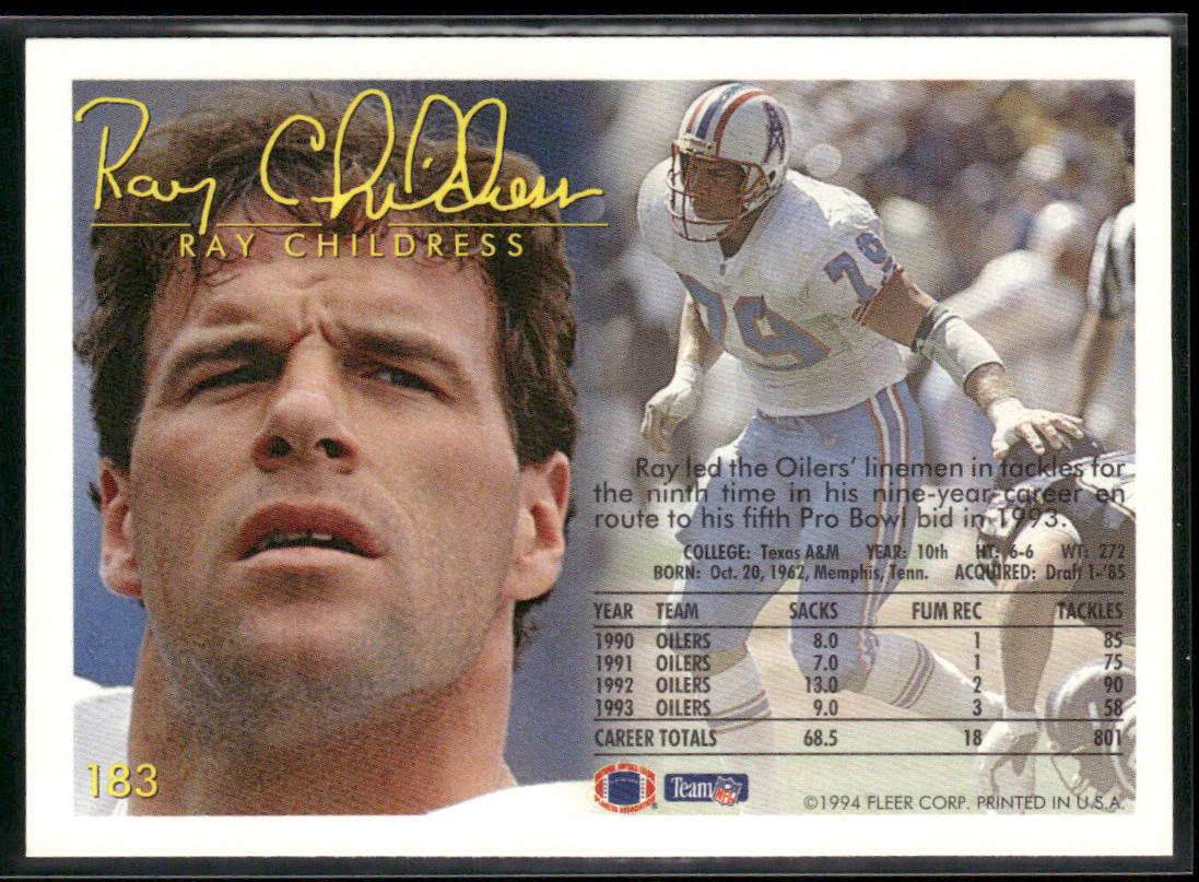 Ray Childress 1994 Fleer #183 Houston Oilers