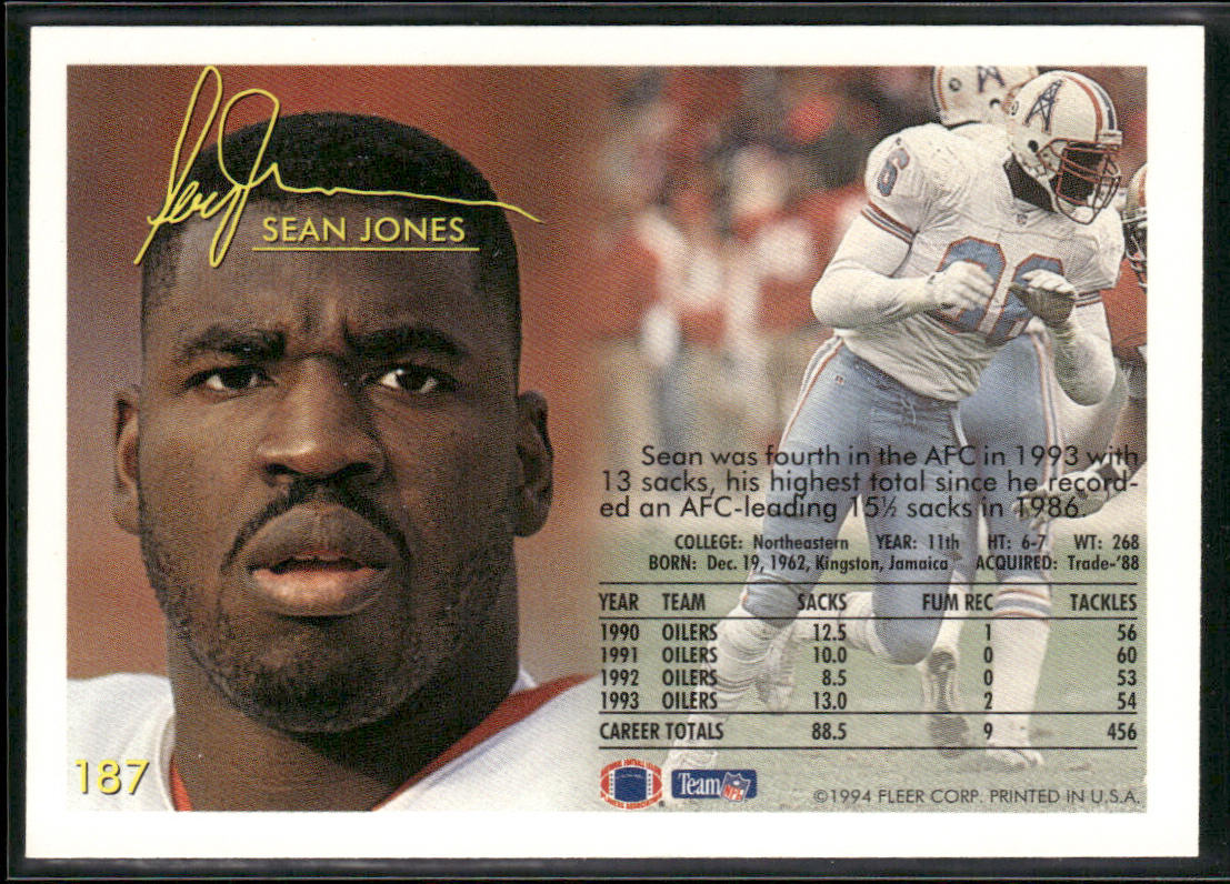 Sean Jones 1994 Fleer #187 Green Bay Packers