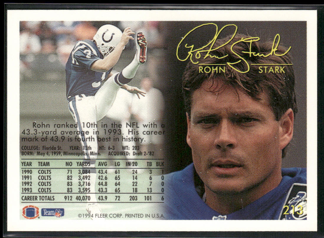 Rohn Stark 1994 Fleer #213 Indianapolis Colts