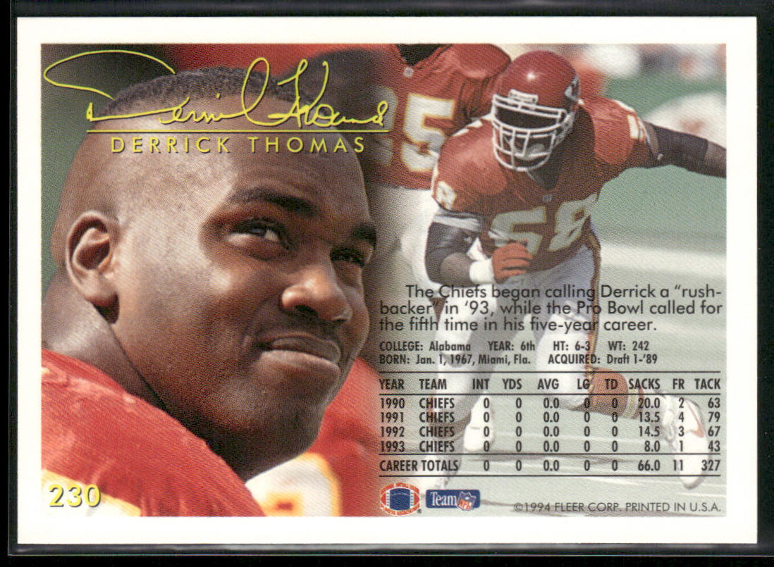 Derrick Thomas 1994 Fleer #230 Kansas City Chiefs
