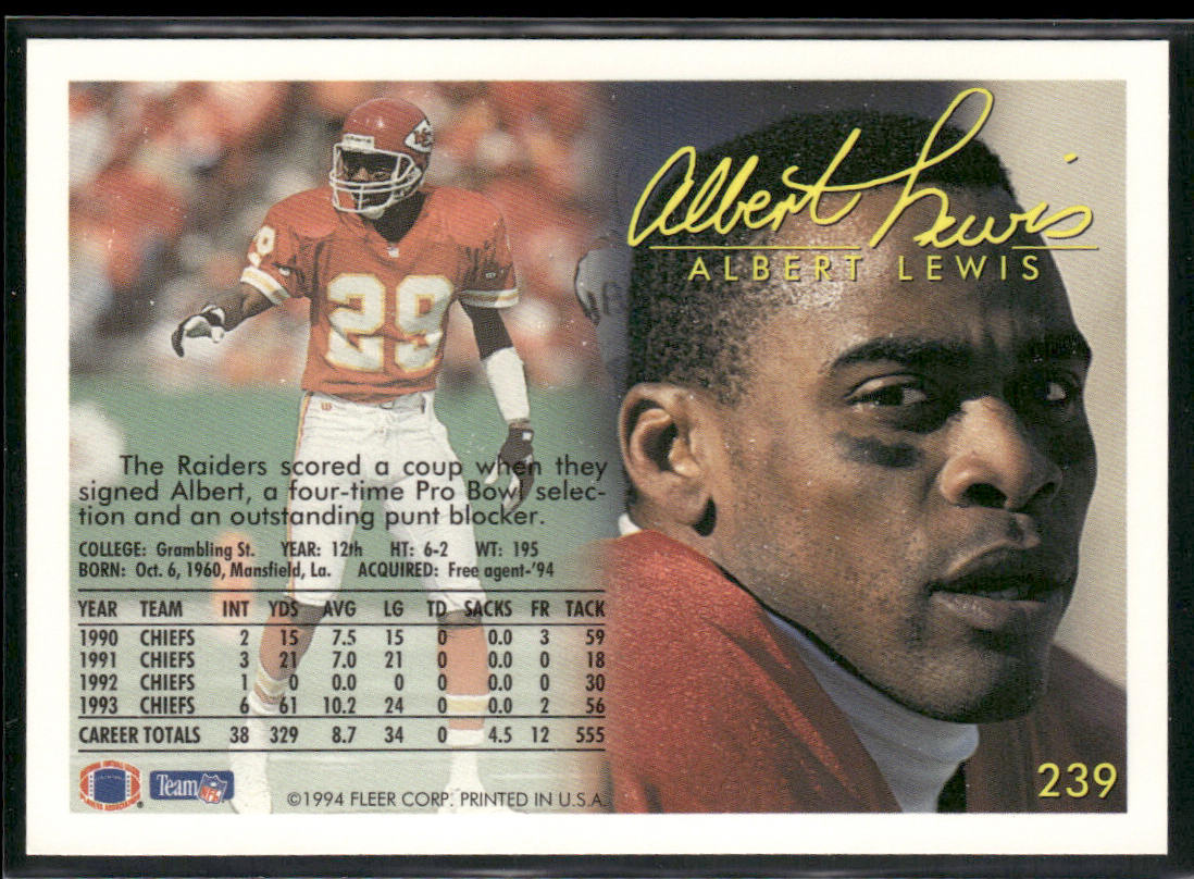 Albert Lewis 1994 Fleer #239 Los Angeles Raiders