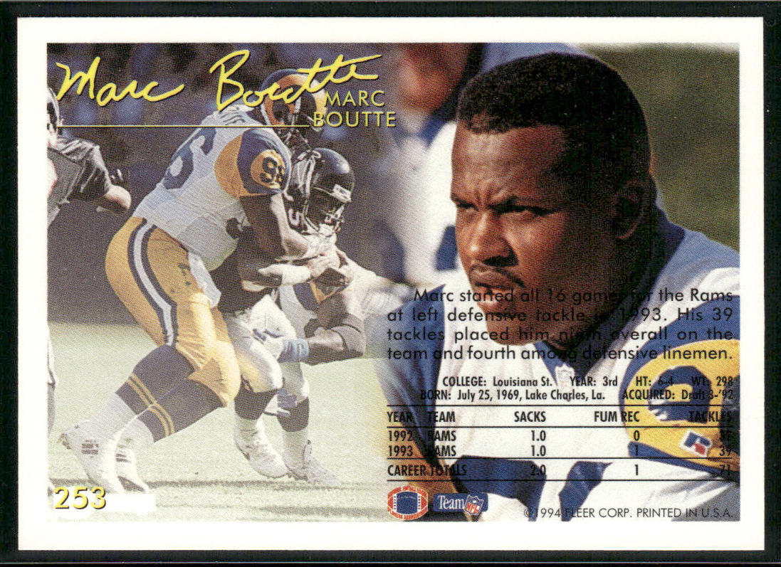 Marc Boutte 1994 Fleer #253 Los Angeles Rams