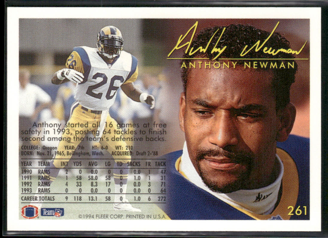Anthony Newman 1994 Fleer #261 Los Angeles Rams