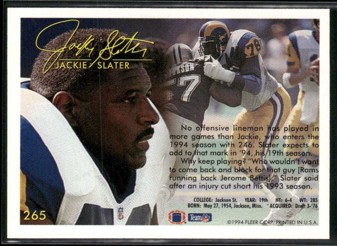 Jackie Slater 1994 Fleer #265 Los Angeles Rams