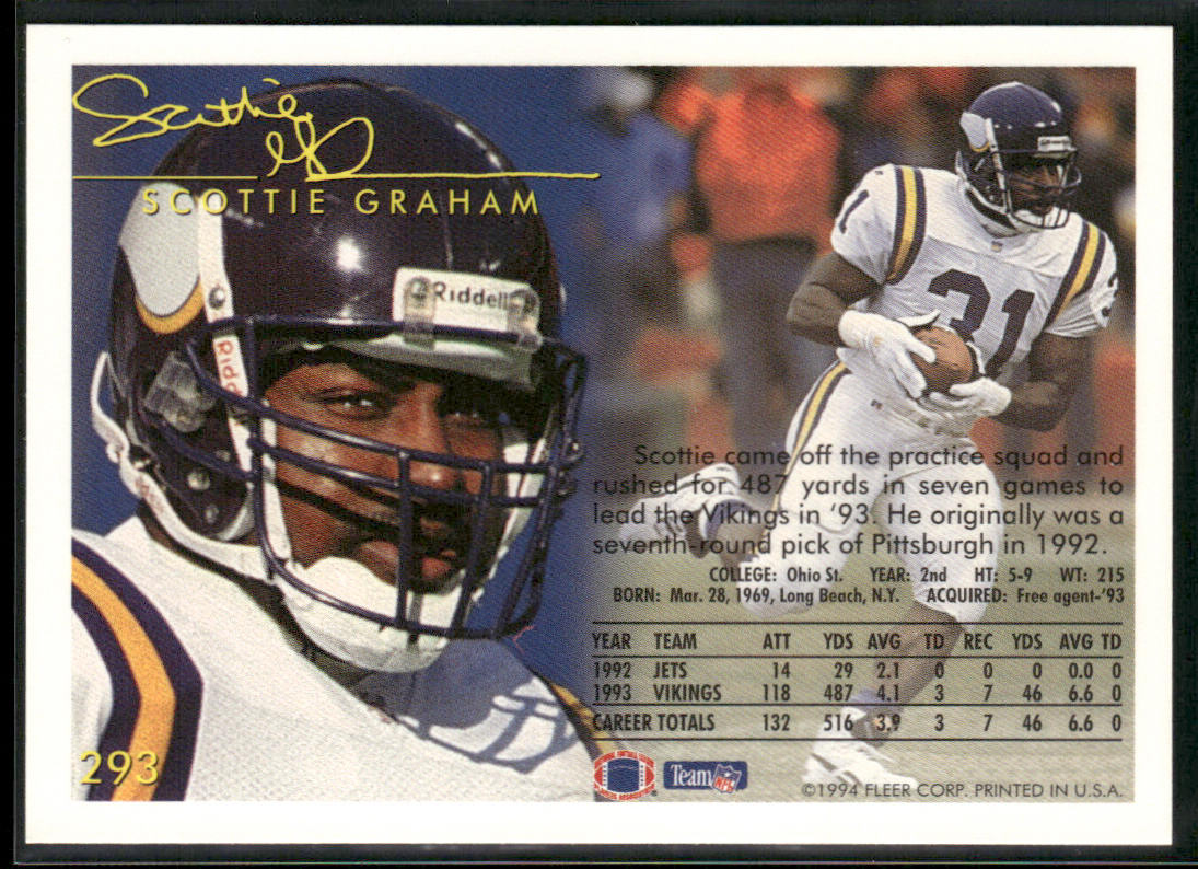 Scottie Graham 1994 Fleer #293 RC Minnesota Vikings