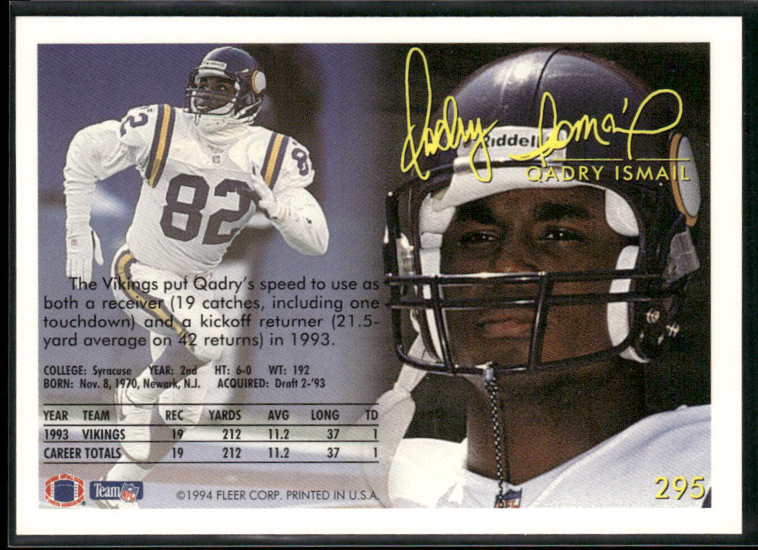 Qadry Ismail 1994 Fleer #295 Minnesota Vikings
