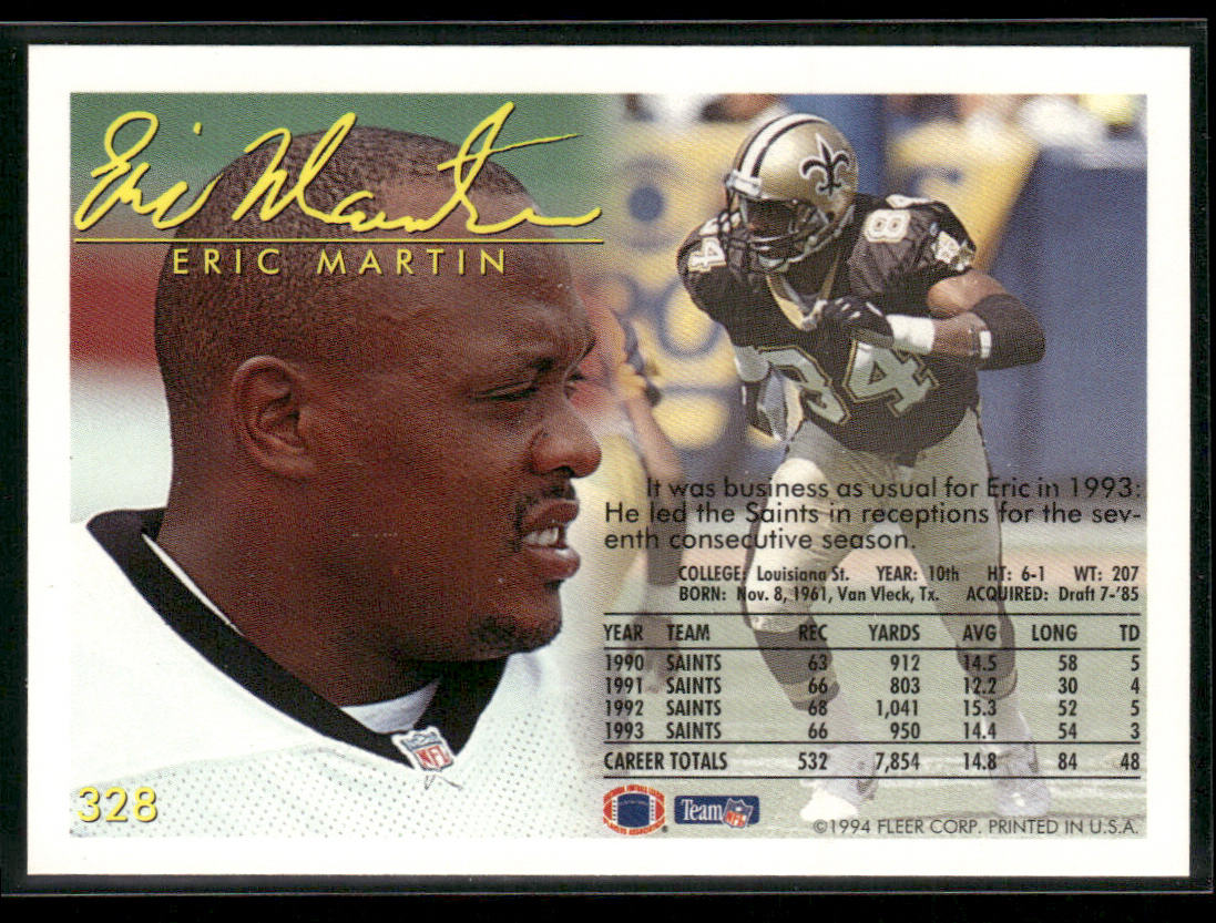 Eric Martin 1994 Fleer #328 New Orleans Saints