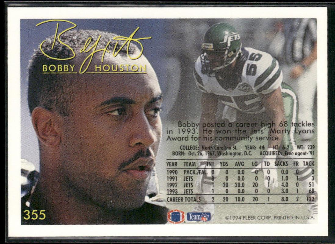 Bobby Houston 1994 Fleer #355 New York Jets