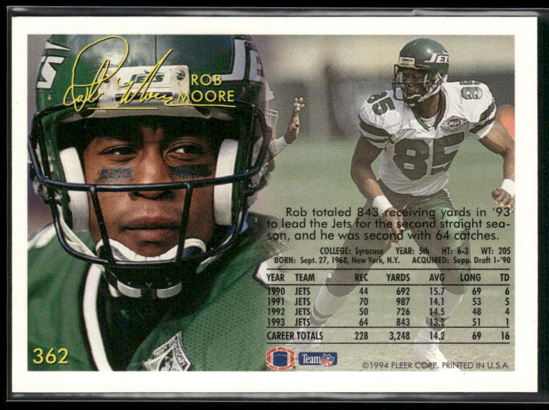 Rob Moore 1994 Fleer #362 New York Jets