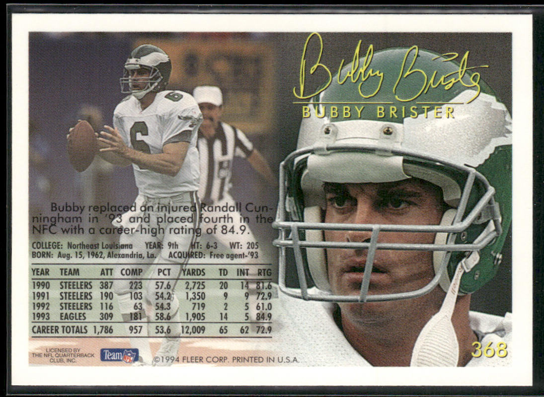 Bubby Brister 1994 Fleer #368 Philadelphia Eagles