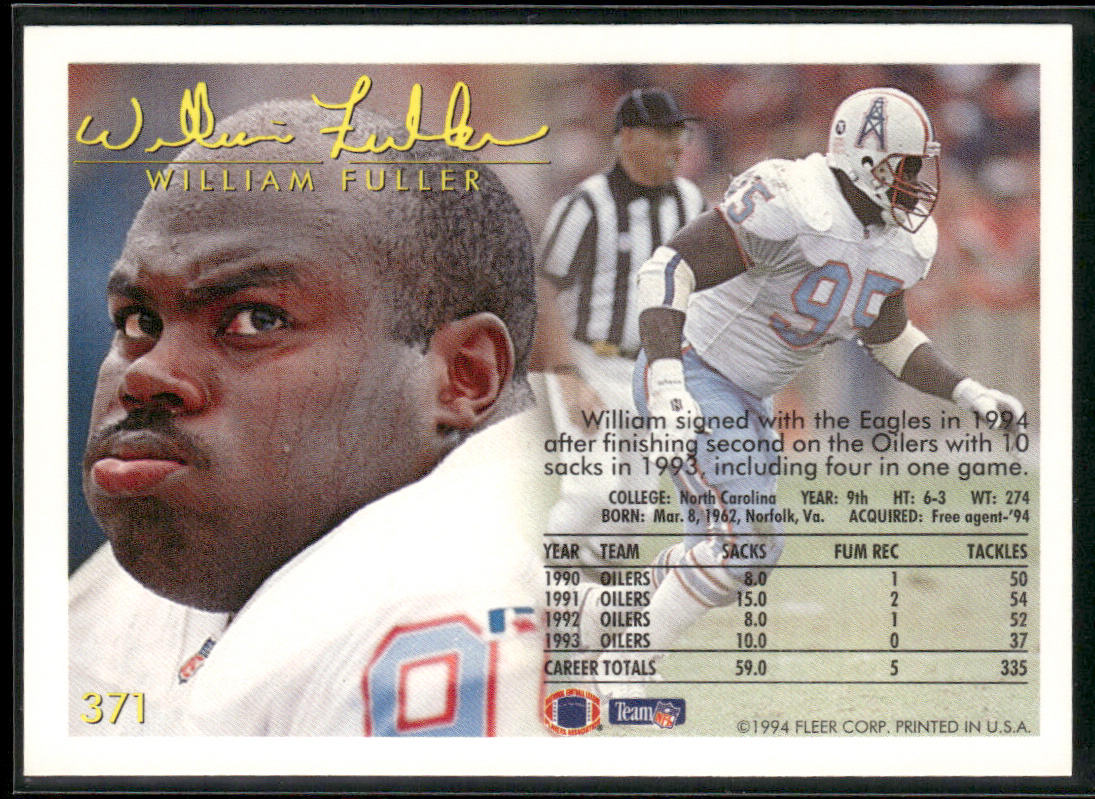 William Fuller 1994 Fleer #371 Philadelphia Eagles